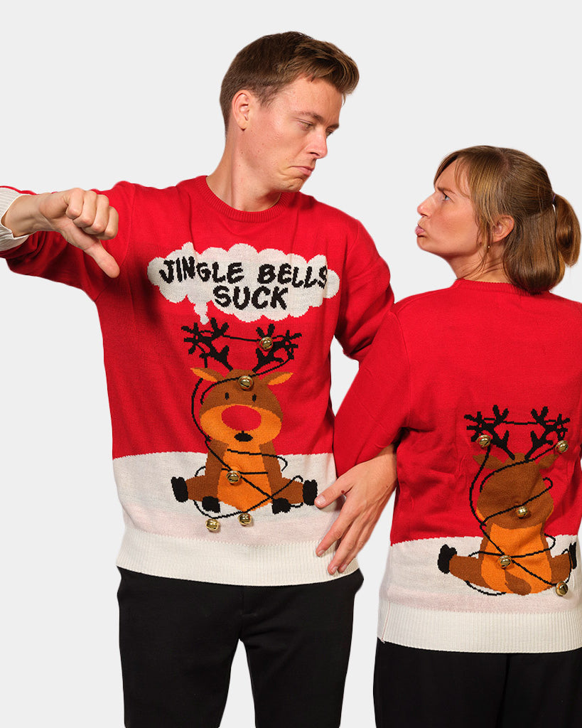 Jersey Navideño Pareja Jingle Bells Suck Rojo