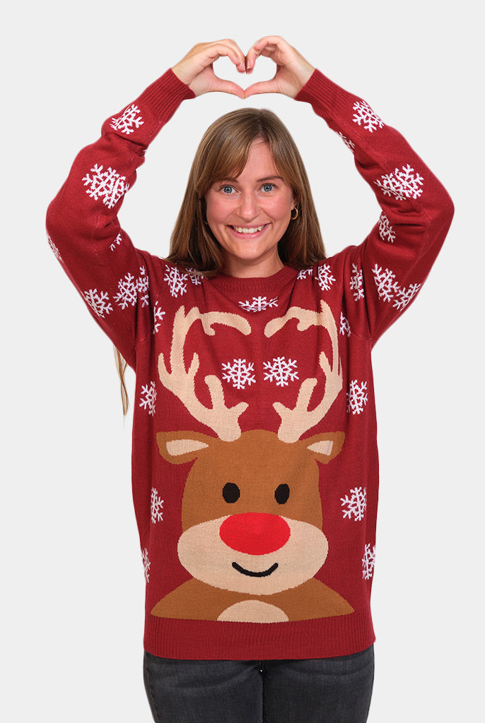 Jersey Navideño Reno Rudolph Rojo Mujer