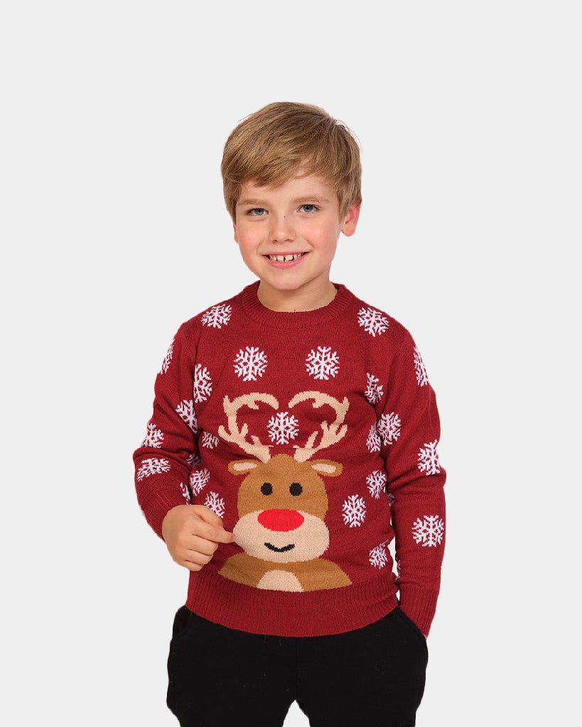 Jersey Navideño Reno Rudolph Rojo Niño