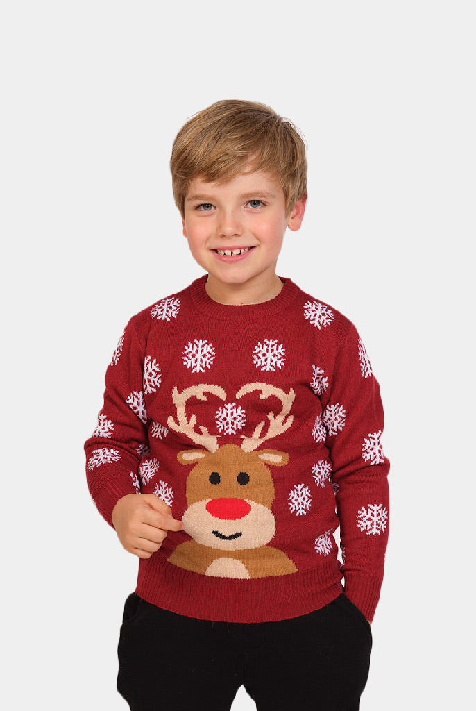 Jersey Navideño Reno Rudolph Rojo Niño