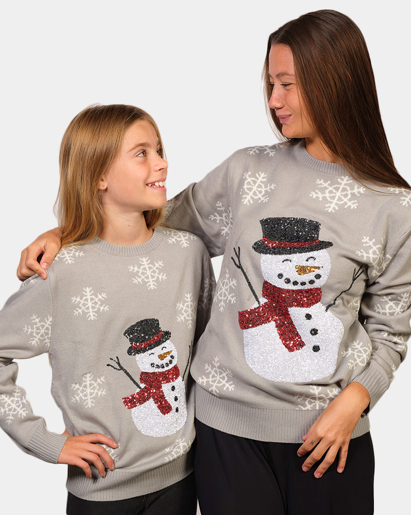 Jersey Navideño mujer Gris con Muñeco de Nieve