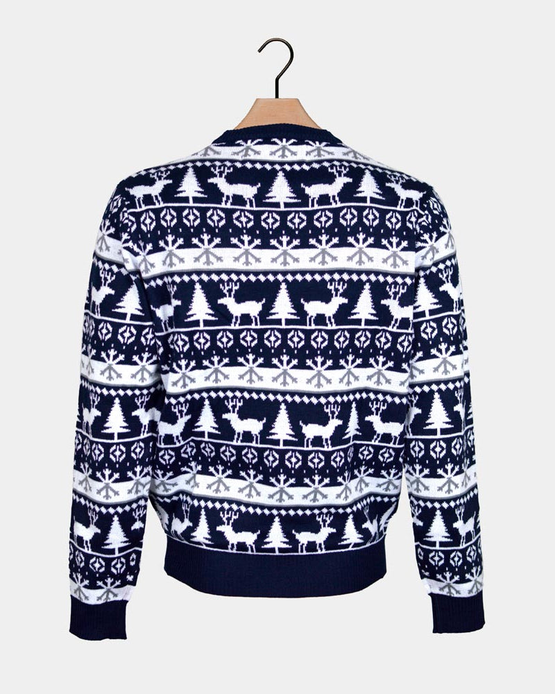 Jersey de Navidad para Familia cenefas de Renos y Árboles EWspald