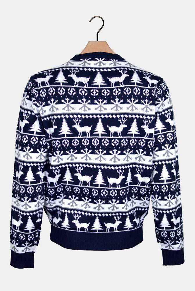 Jersey de Navidad para Familia cenefas de Renos y Árboles EWspald