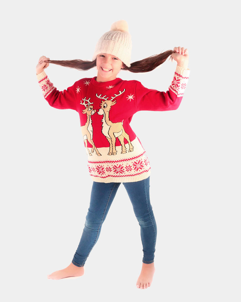 Jersey de Navidad Niña Rojo con Renos Bebé Baby