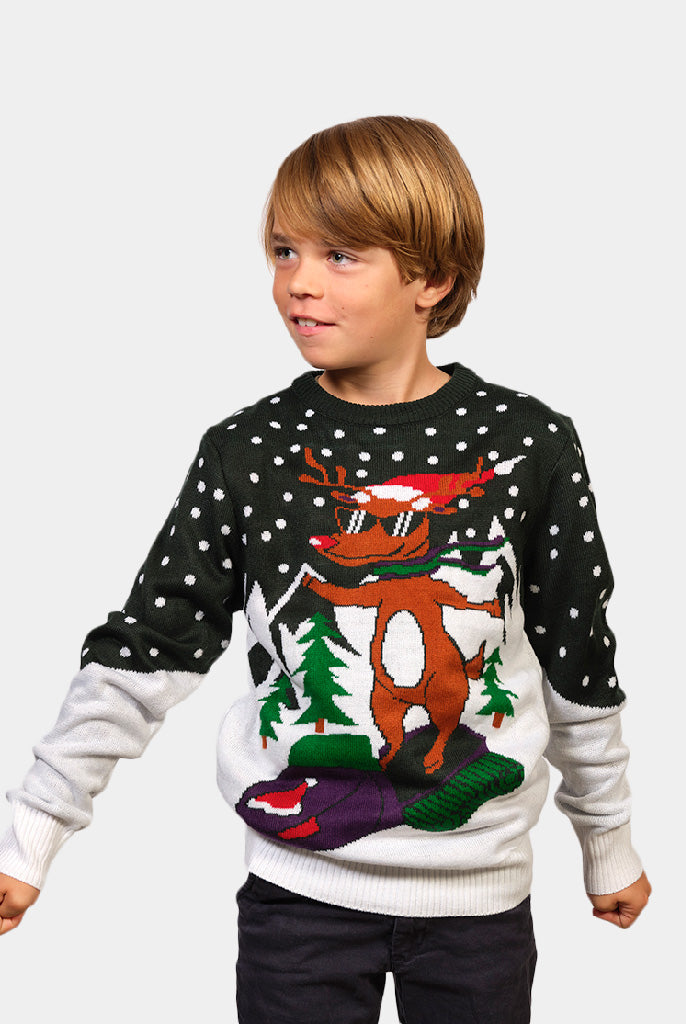 Jersey Navideño Niño Reno con Moto de Nieve