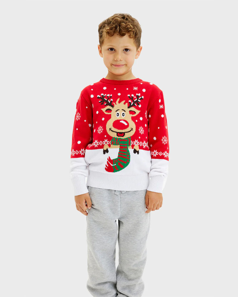 Jersey Navideño Niños Reno con Bufanda