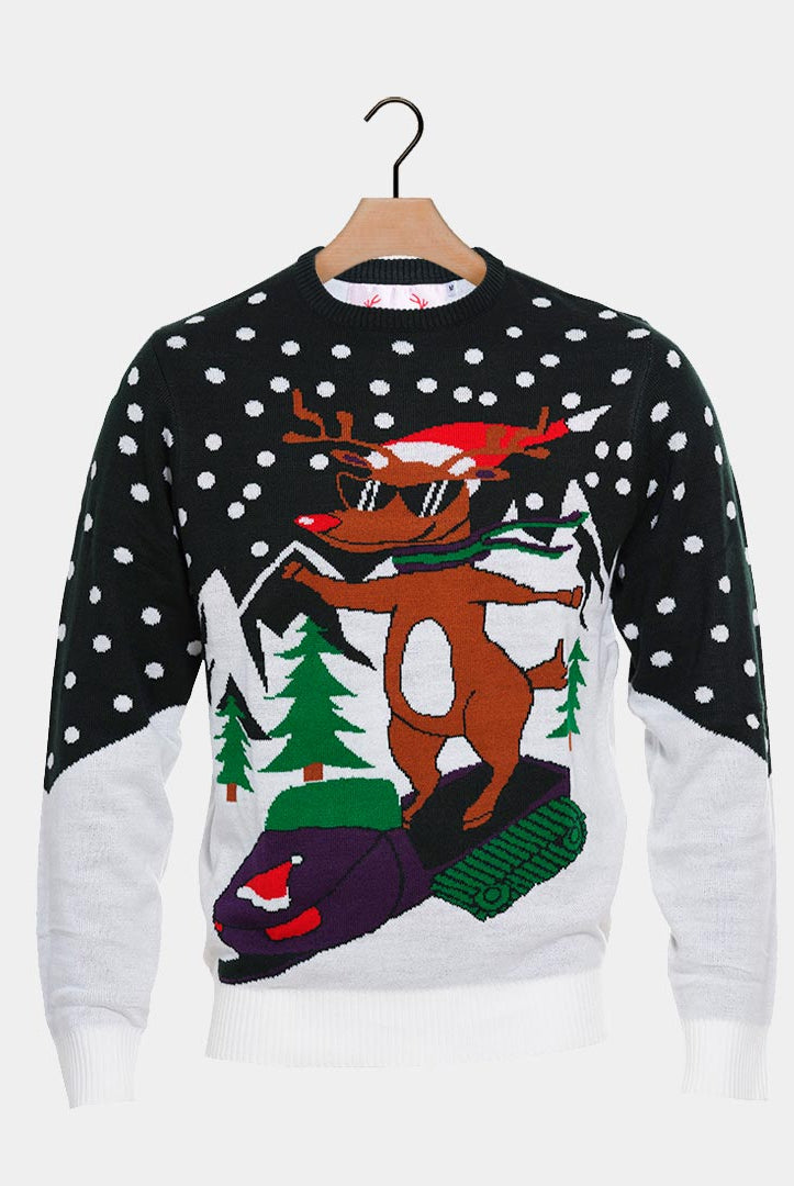 Jersey de Navidad Reno con Moto de Nieve