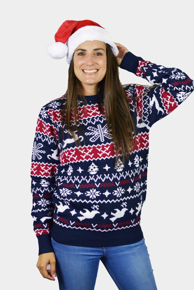 Jersey de Navidad para Familia Renos y Motivos Navideños Mujer