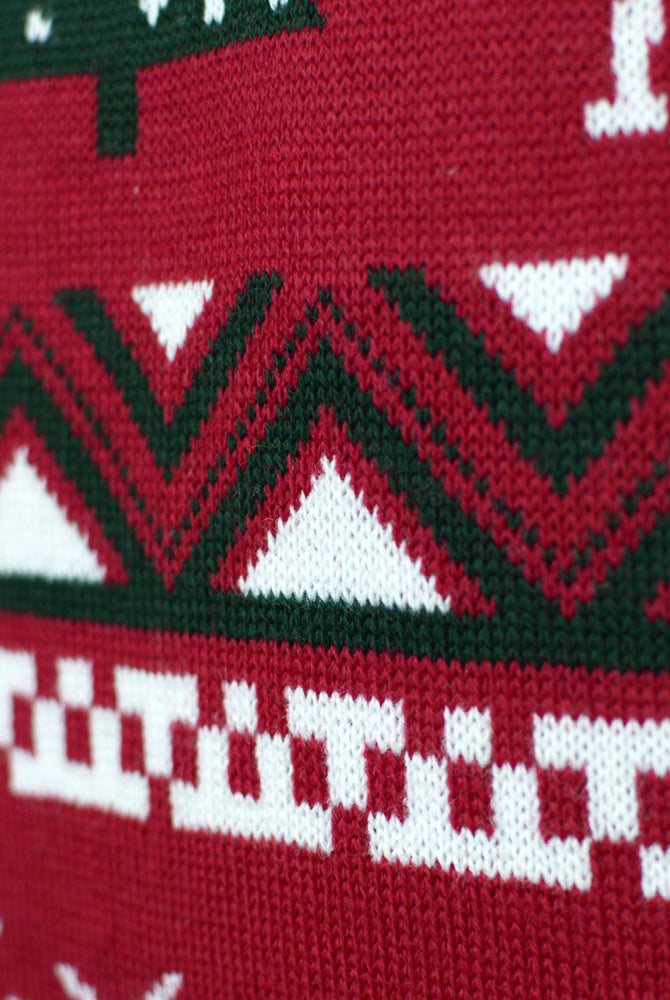 Jersey de Navidad para Niña y Niño Rojo Árboles de Navidad y Renos Detalle