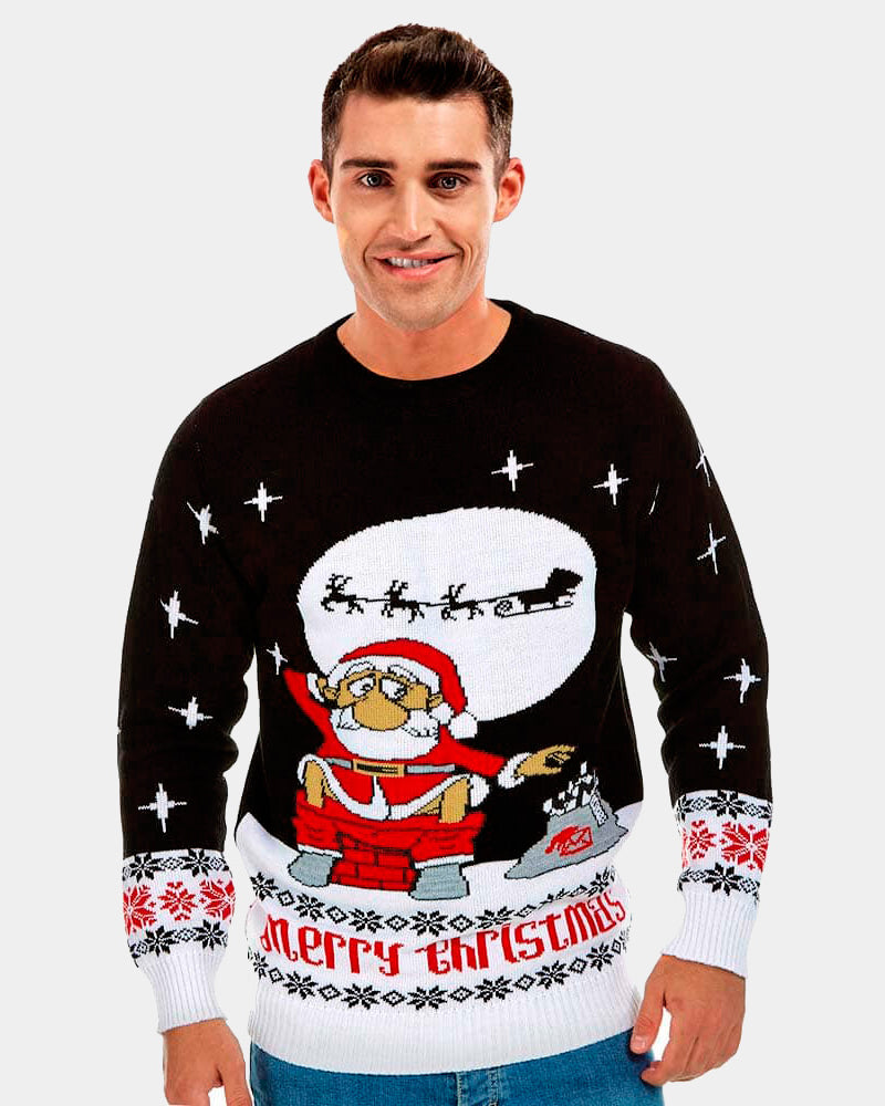 Jersey Navideño Santa Descargando hombre