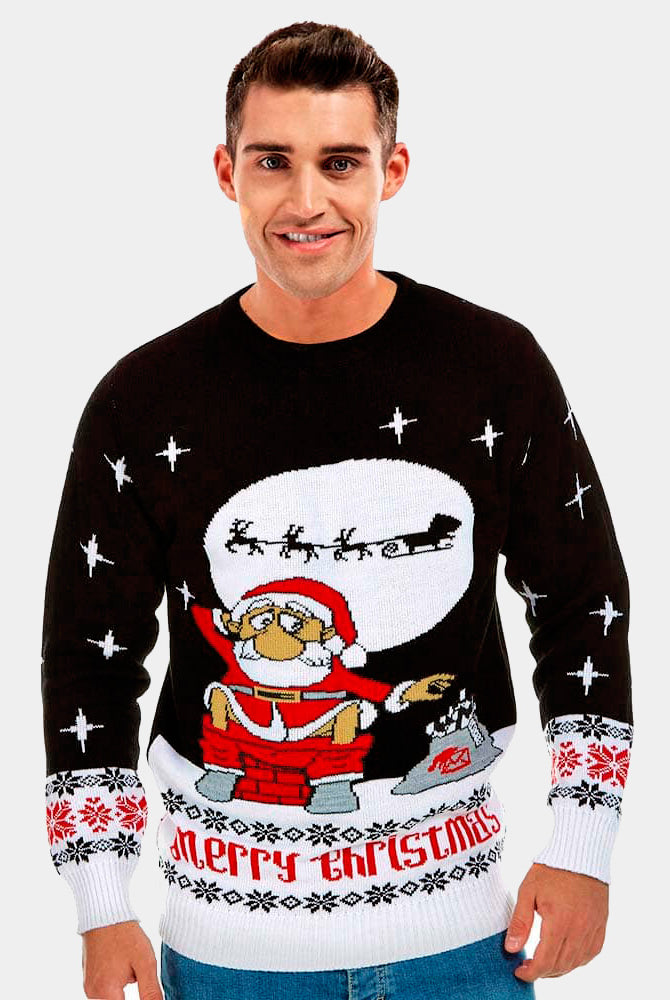 Jersey Navideño Santa Descargando hombre