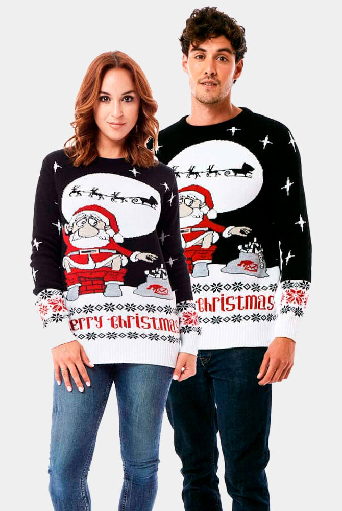 Jersey Navideño Santa Descargando pareja