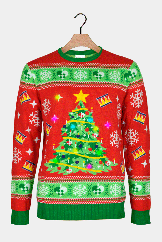Jersey de Navidad con Luces LED Rojo con Árbol Navidad