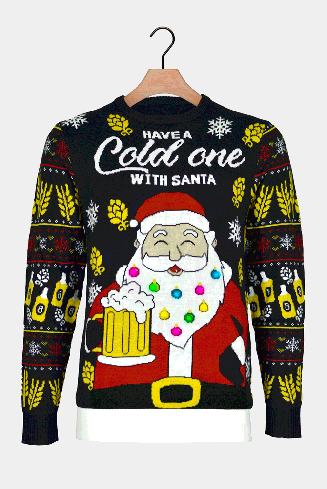 Jersey de Navidad con Luces LED Santa con Cerveza