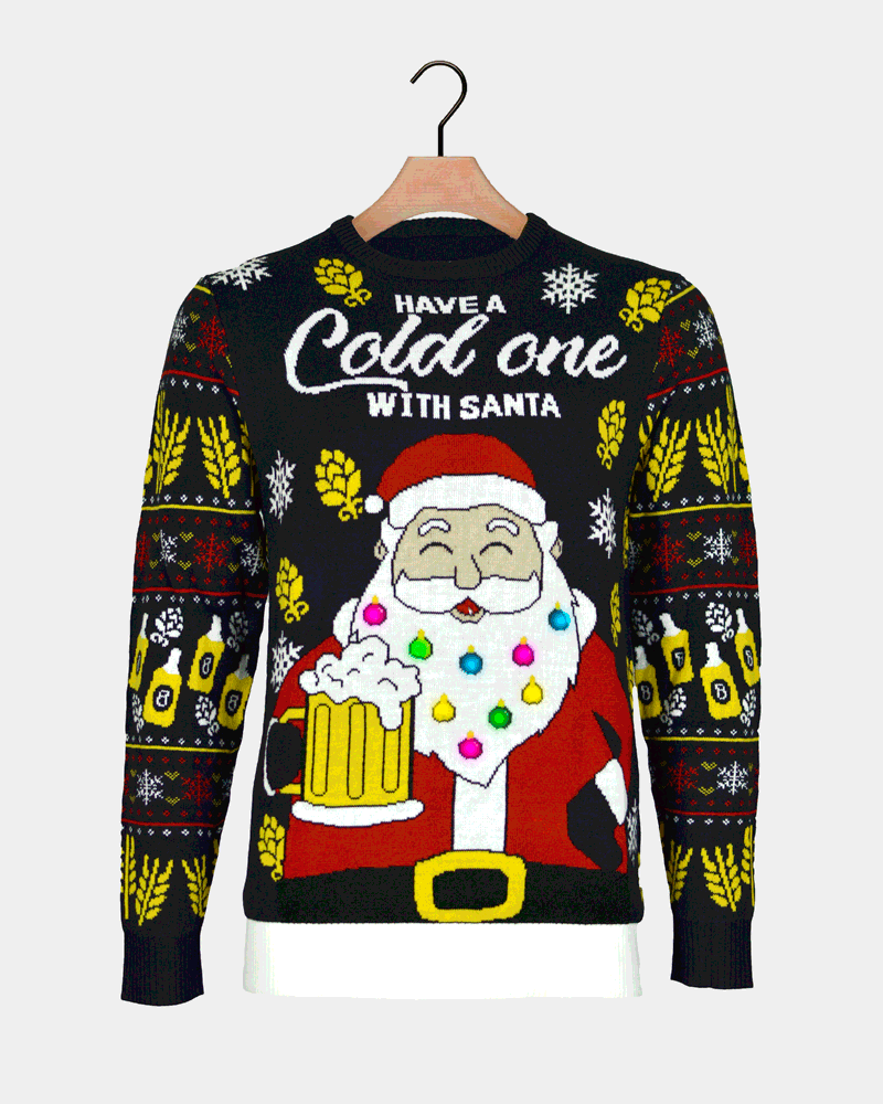 Jersey de Navidad con Luces LED Parejas Santa con Cerveza
