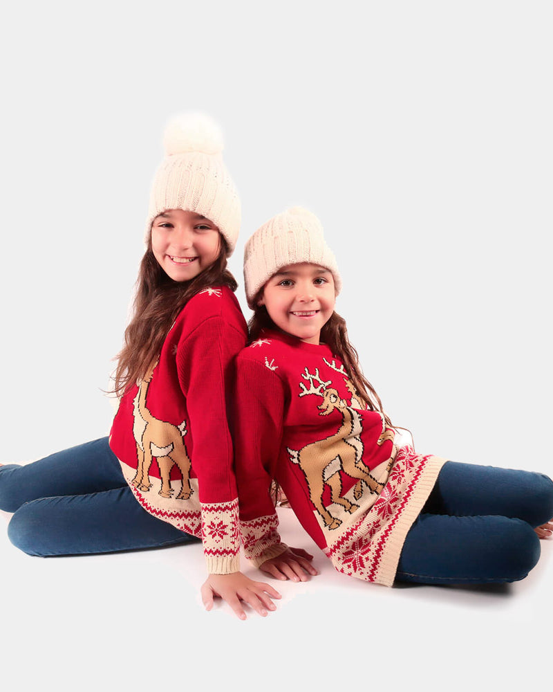 Jersey de Navidad para Niña Rojo con Renos Bebé Baby