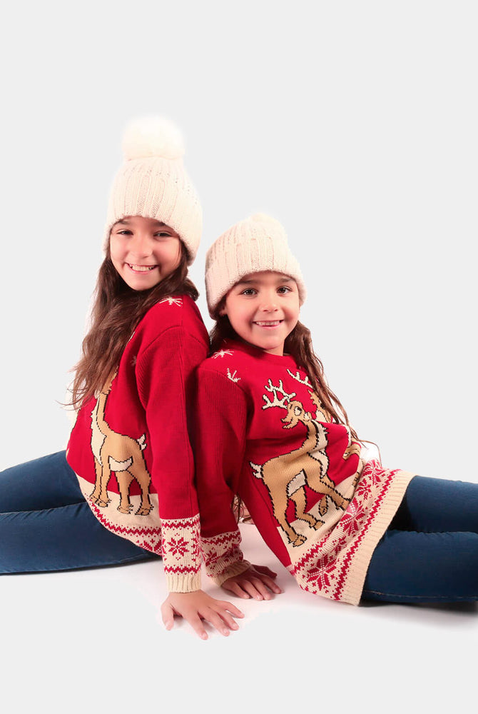 Jersey de Navidad para Niña Rojo con Renos Bebé Baby