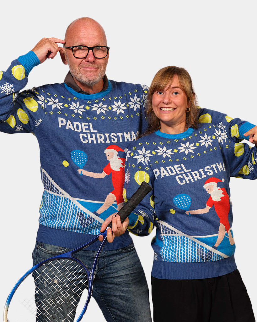 Jersey azul navidad padel christmas pareja