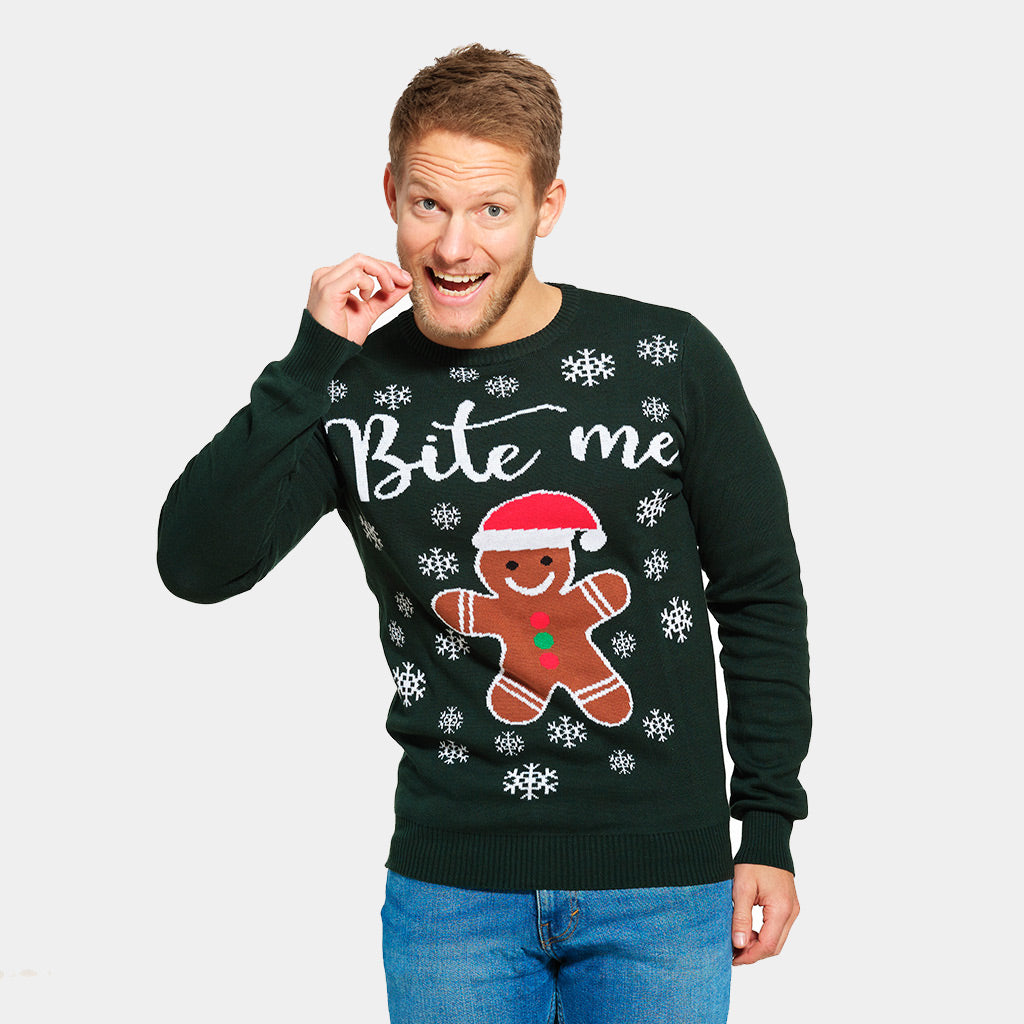Jersey de Navidad Bite Me Gingerbread Hombre