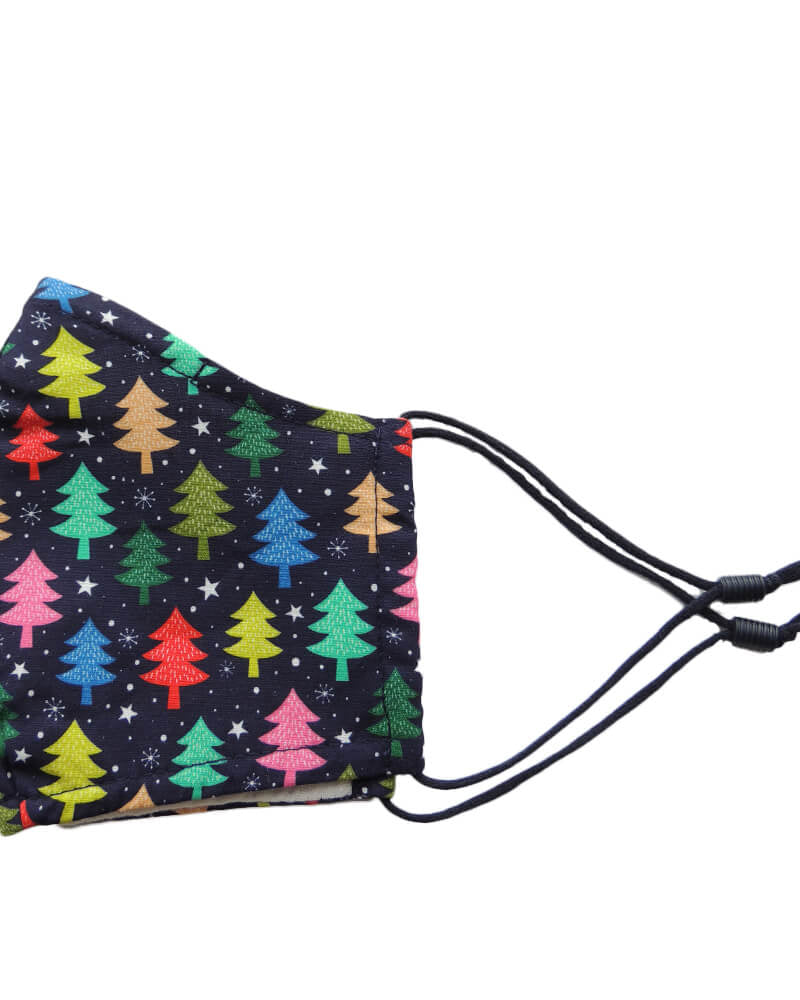 Mascarilla Navideña JN Árboles de Navidad de Colores Lateral