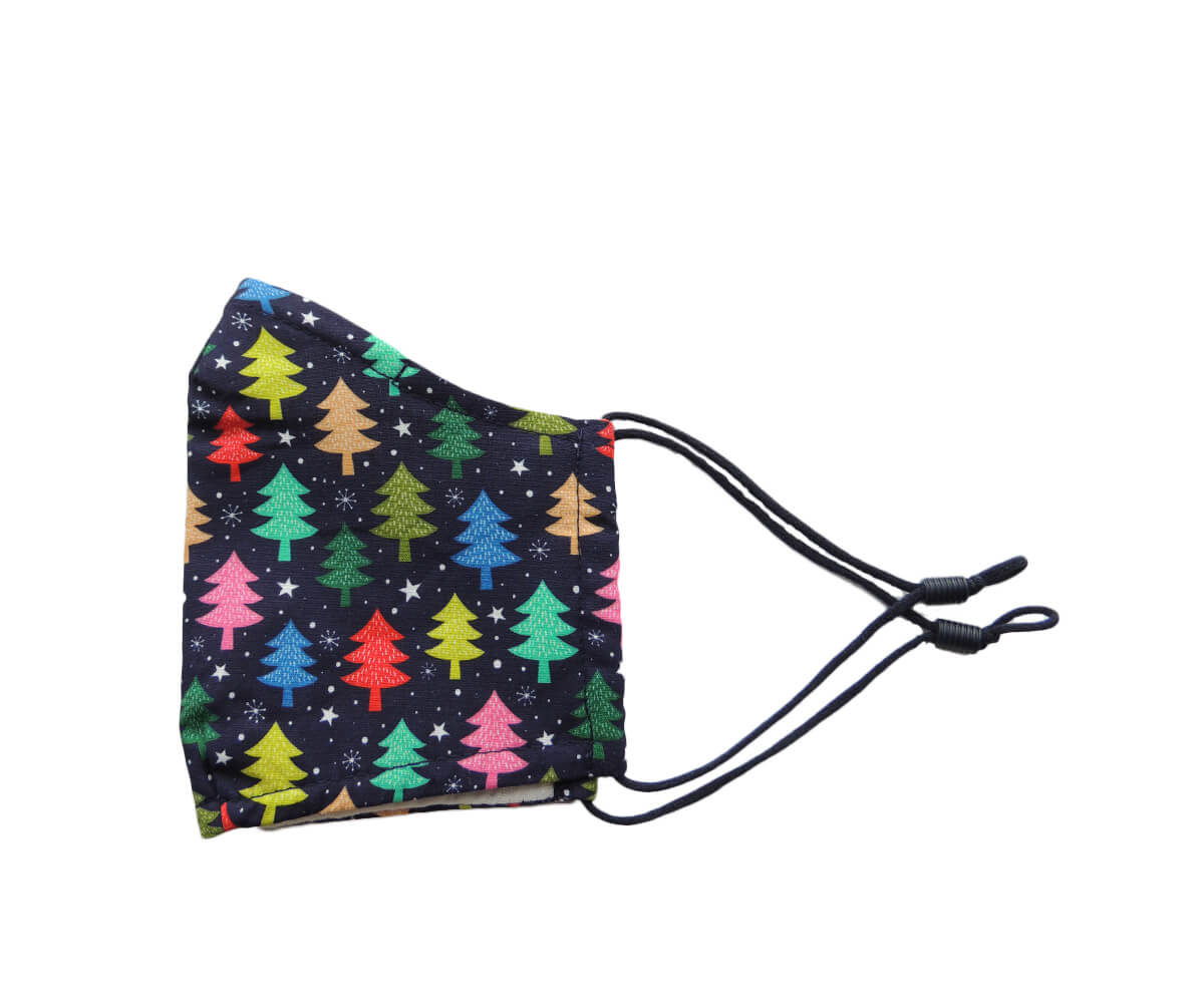 Mascarilla Navideña JN Árboles de Navidad de Colores Lateral