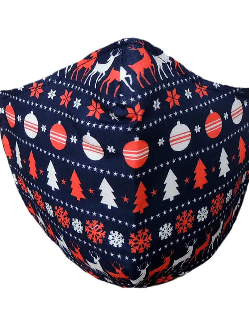 Mascarilla Navideña JN Azul y Roja Cenefa