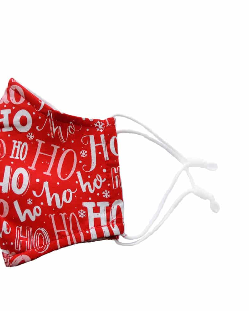 Mascarilla Navideña JN Roja Ho Ho Ho Lateral