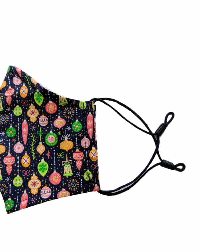 Mascarilla Navideña JN con Bolitas de Colores Lateral