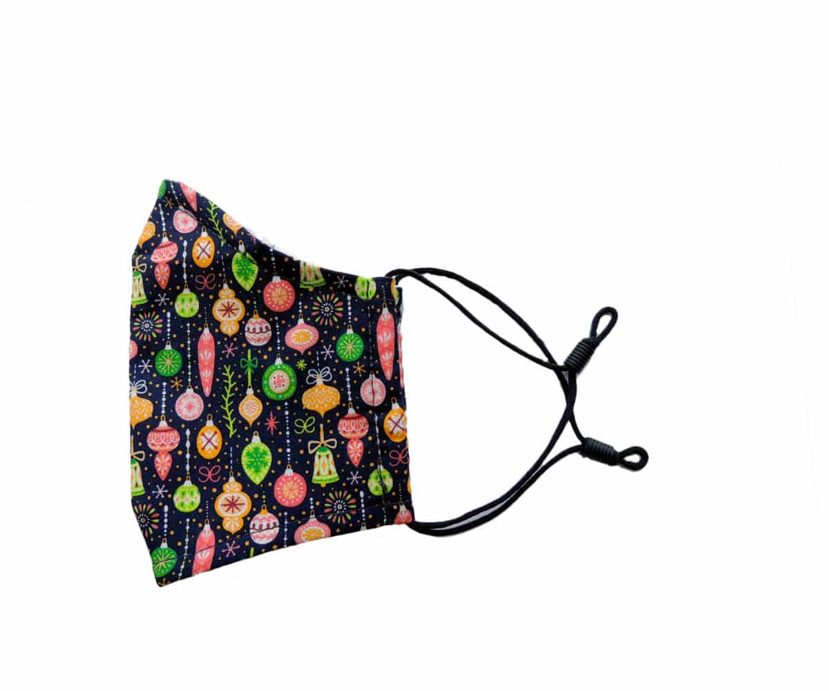 Mascarilla Navideña JN con Bolitas de Colores Lateral