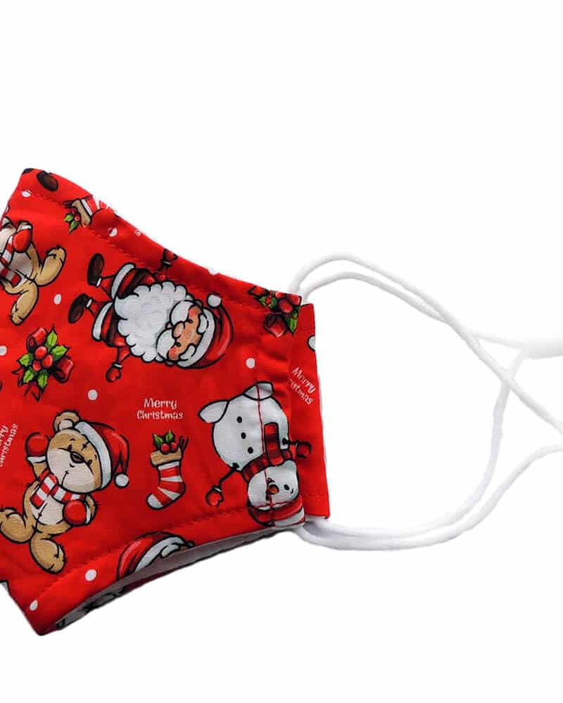 Mascarilla Navideña Niños JN Ositos y Papá Noel Lateral