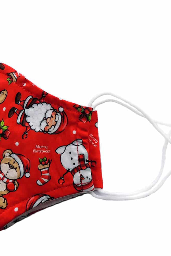 Mascarilla Navideña Niños JN Ositos y Papá Noel Lateral