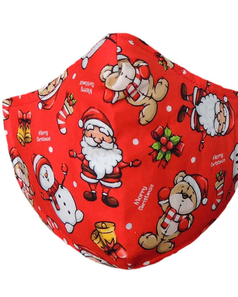 Mascarilla Navideña Niños JN Ositos y Papá Noel