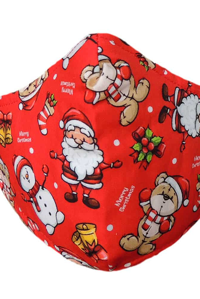 Mascarilla Navideña Niños JN Ositos y Papá Noel