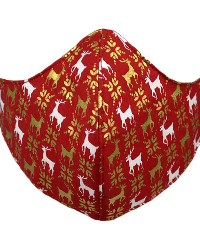 Mascarilla Navideña Roja y Renos