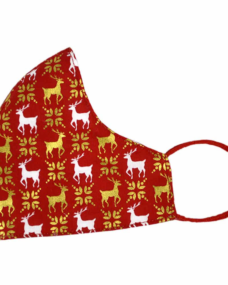 Mascarilla de Navidad Roja y Renos
