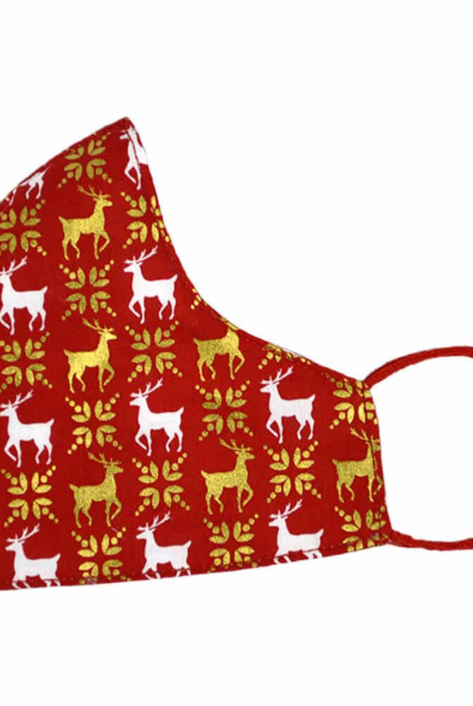 Mascarilla de Navidad Roja y Renos