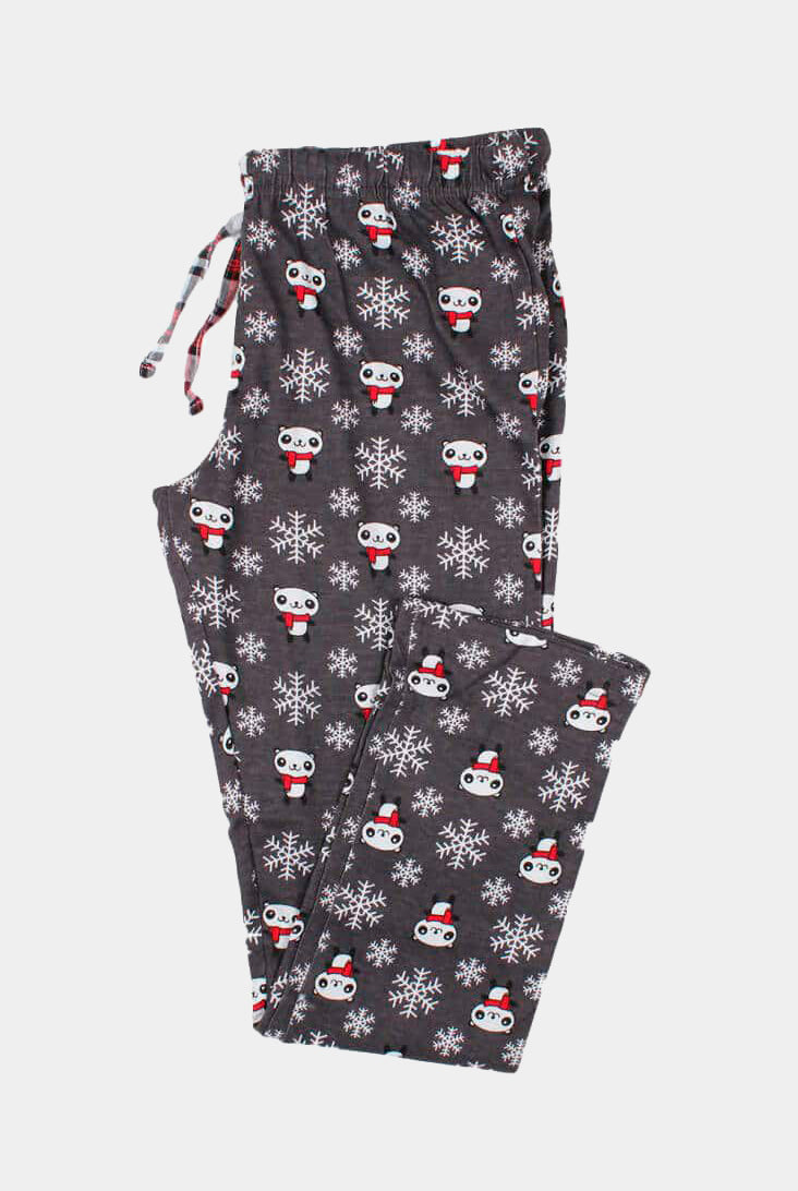 Pantalón Pijama de Navidad Niño Cool Panda Gris