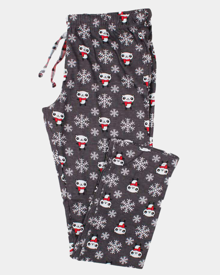 Pantalón Pijama de Navidad Niño Cool Panda Gris