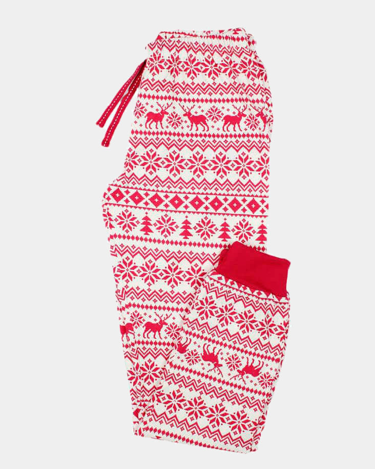 Pantalón de Pijama de Navidad Mujer con Reno Burdeos