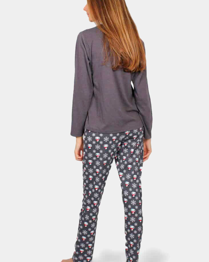 Pijama Navidad Mujer Cool Panda Gris
