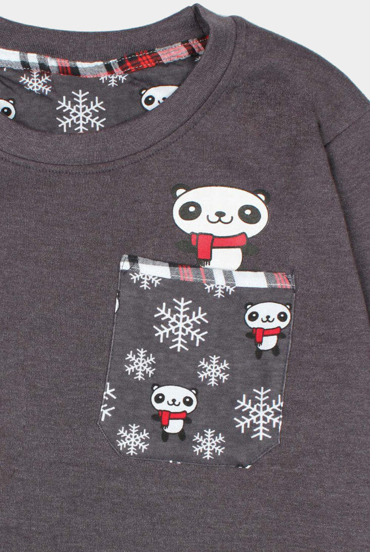 Pijama Navidad Niños Gris Cool Panda