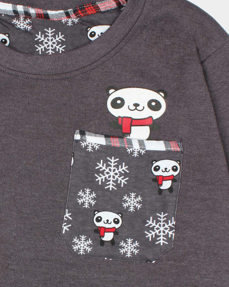 Pijama Navidad Niños Gris Cool Panda