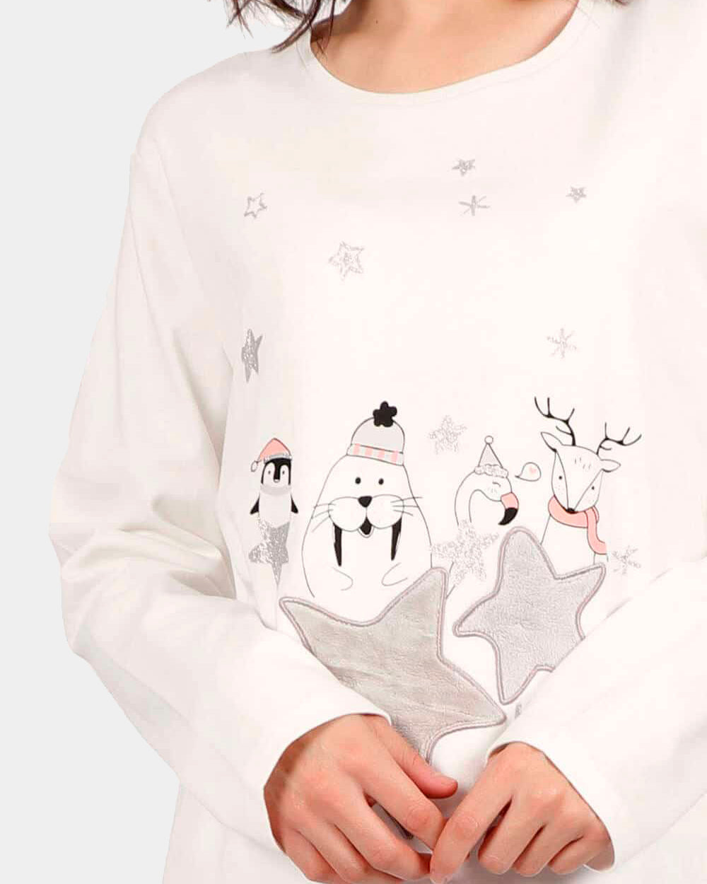 Pijama Navideño Hello Winter Mujer Blanco