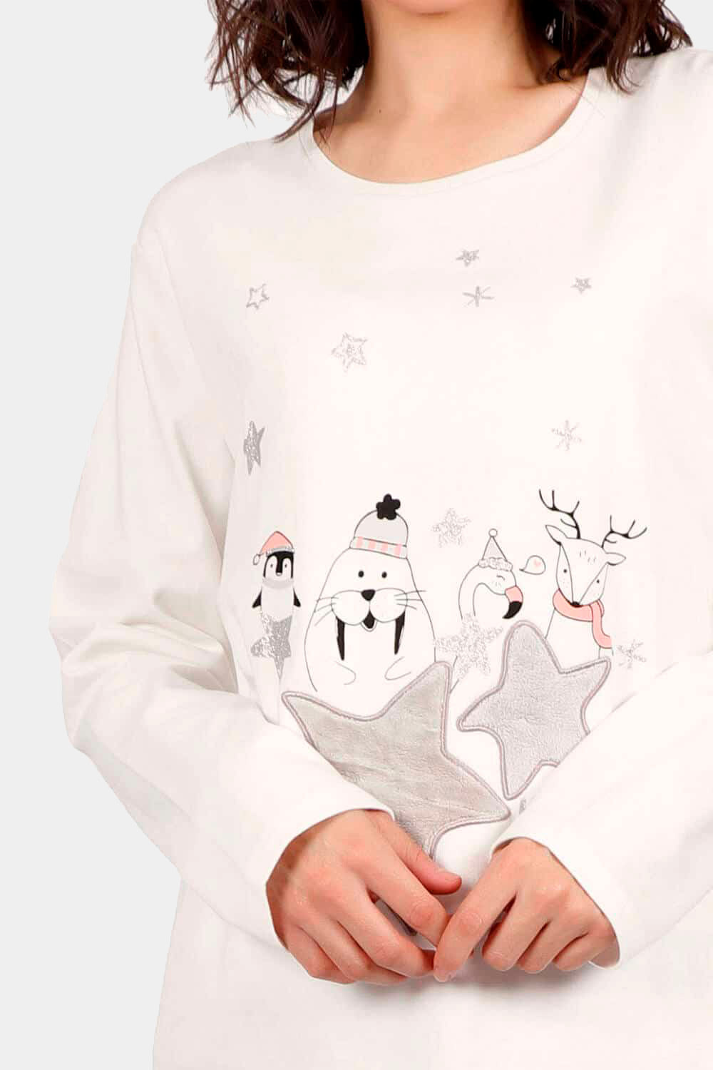 Pijama Navideño Hello Winter Mujer Blanco