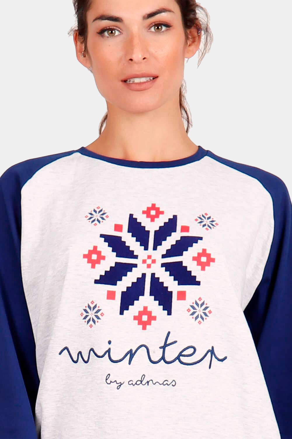 Pijama Navideño Let it Snow Mujer Azul y Blanco