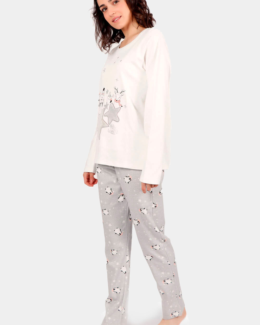 Pijama Navideño Mujer Hello Winter Blanco