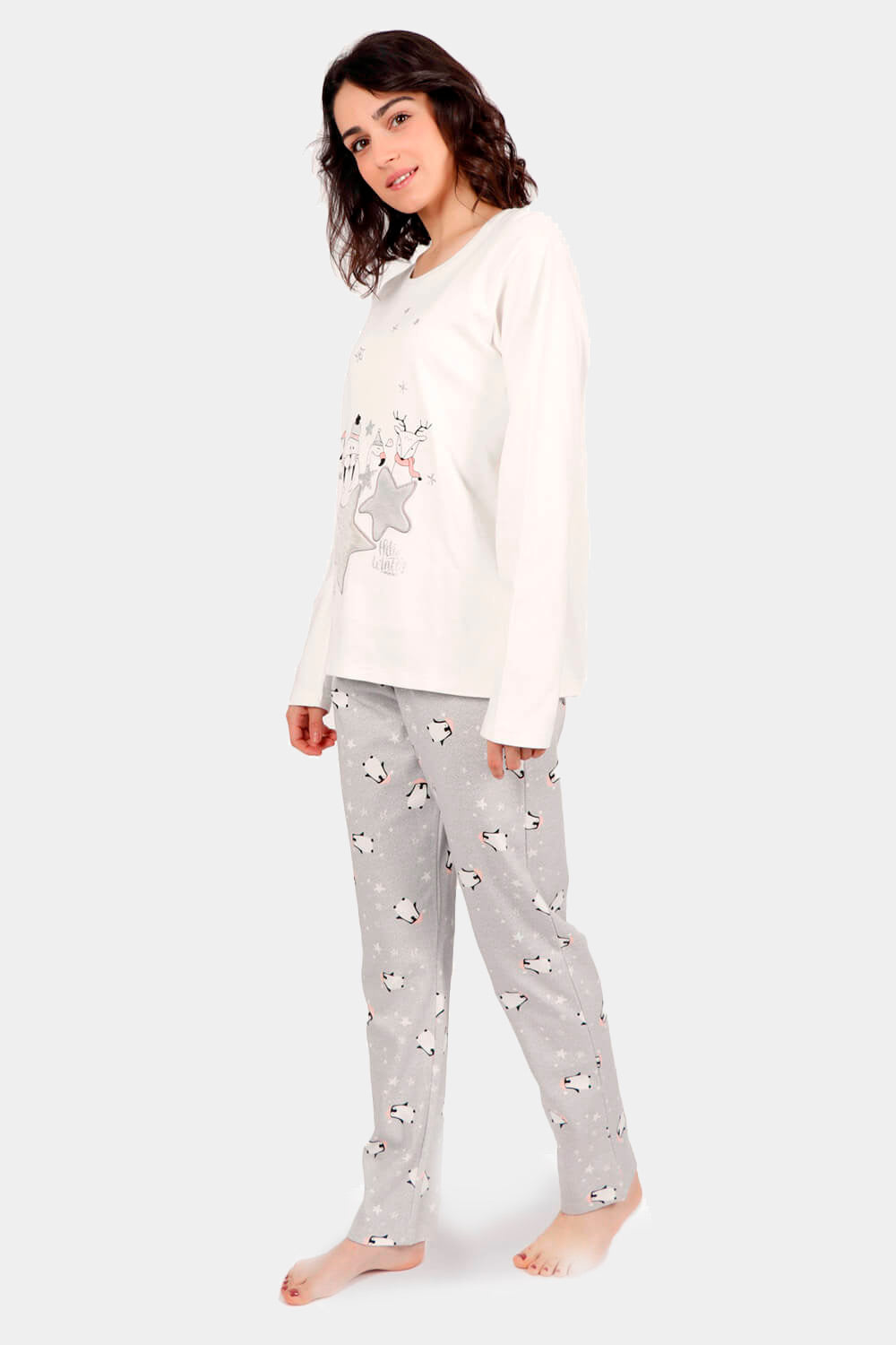Pijama Navideño Mujer Hello Winter Blanco