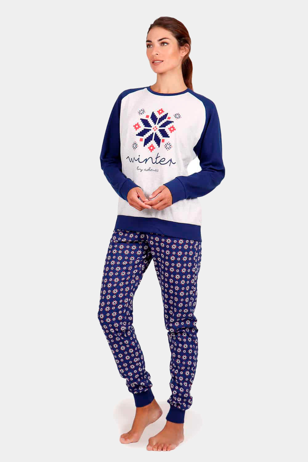 Pijama Navideño Mujer Let it Snow Azul y Blanco