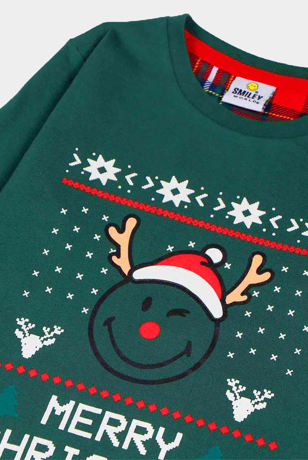 Pijama Navideño Niño Smile Camiseta detalle