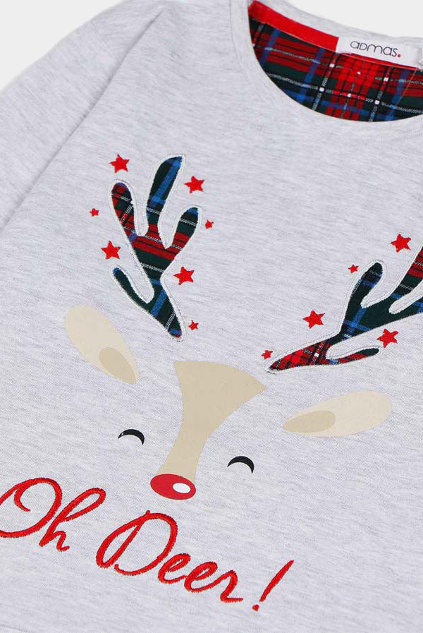 Pijama Navideño Niños Oh Deer! Gris